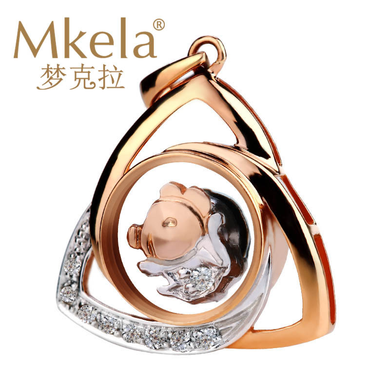 梦克拉Mkela 18K金生肖钻石吊坠 十二生肖吊坠 吊坠 黄金 送朋友 生肖鼠