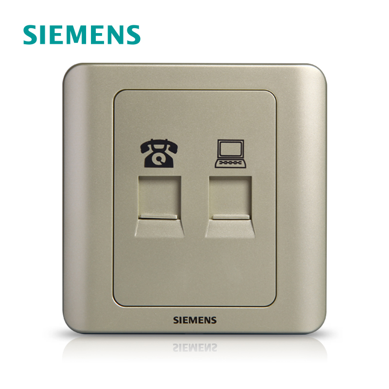 西门子(SIEMENS)开关插座 远景金棕系列电脑+电话插座5TG01251CC133
