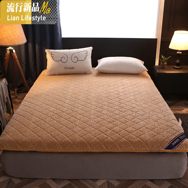 冬季加厚保暖羊羔绒床垫 1.8m床2米单人宿舍褥子家用软垫租房专用 三维工匠