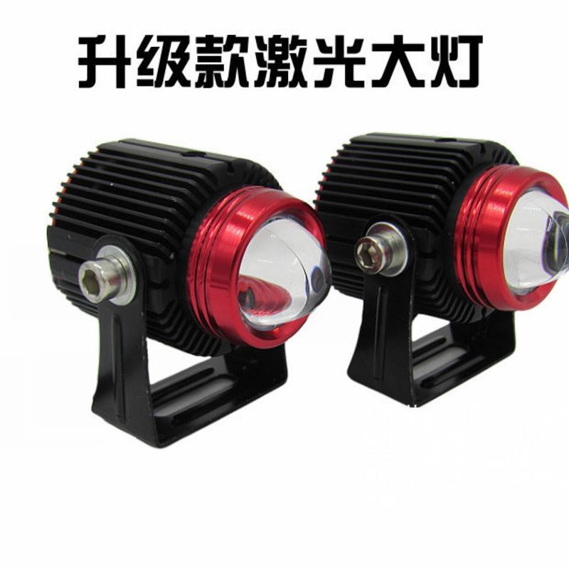 新款大钢炮激光射灯led货车小车摩托改装高亮12v24v强光透镜双色 大钢炮白光+白光
