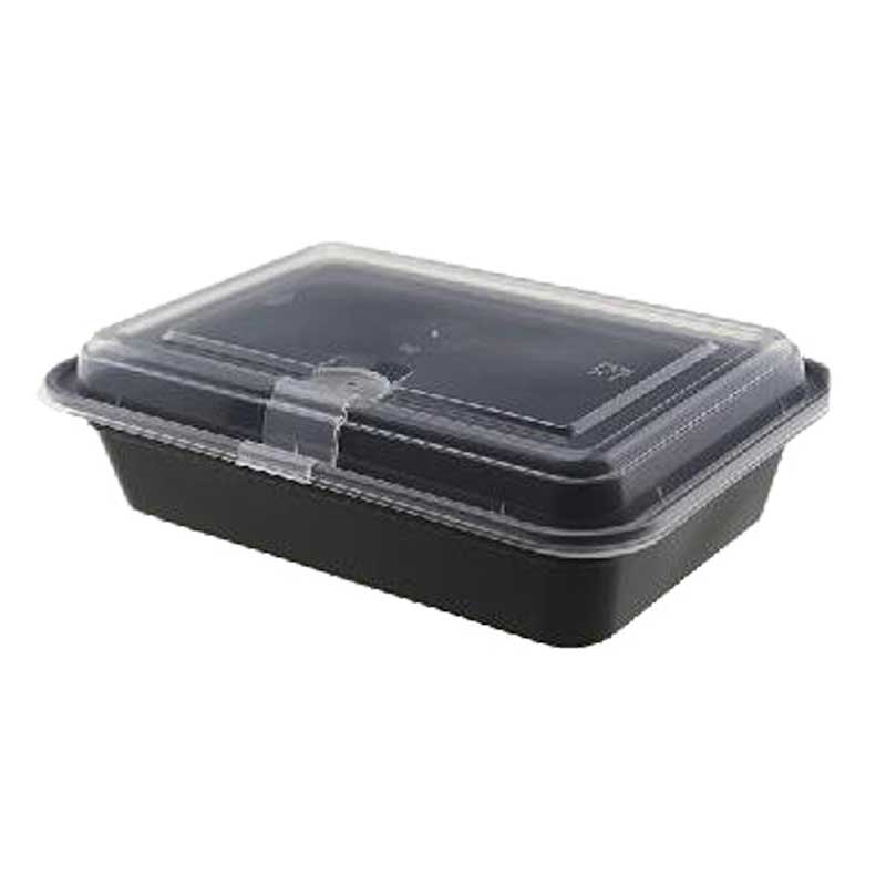 儵忽 一次性方形黑色透气孔凸盖打包盒 RY-NL-12 360ml 300套/1箱