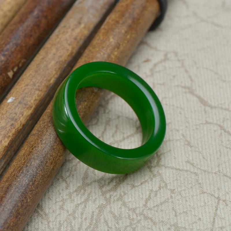 kamixiwa新疆和田玉碧玉戒指女款方形外边怀古款玉指环珠宝玉石戒指戒