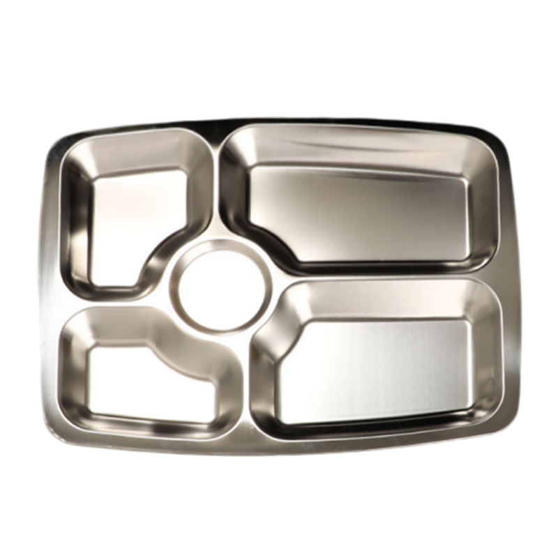 赞属 中圆大五格304不锈钢餐盘 35*26.5*2.5cm*20个 组