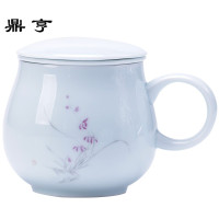 鼎亨苹果杯陶瓷个人泡茶杯带盖过滤茶杯马克杯家用喝茶杯子办公杯