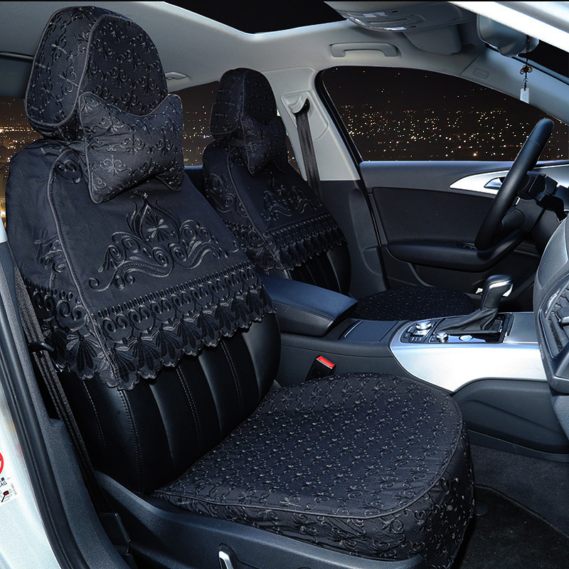 敬平棉布汽车座套半截套专车专用半包座椅套四季通用蕾丝刺绣车坐垫深