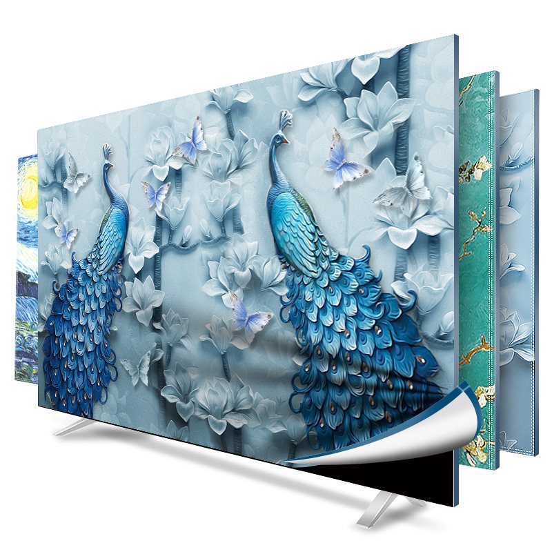 京城派 电视罩防尘罩套简约现代曲面电视机罩挂式液晶客厅55英寸50寸盖布 030蓝孔雀 75寸定制款(175*96cm)