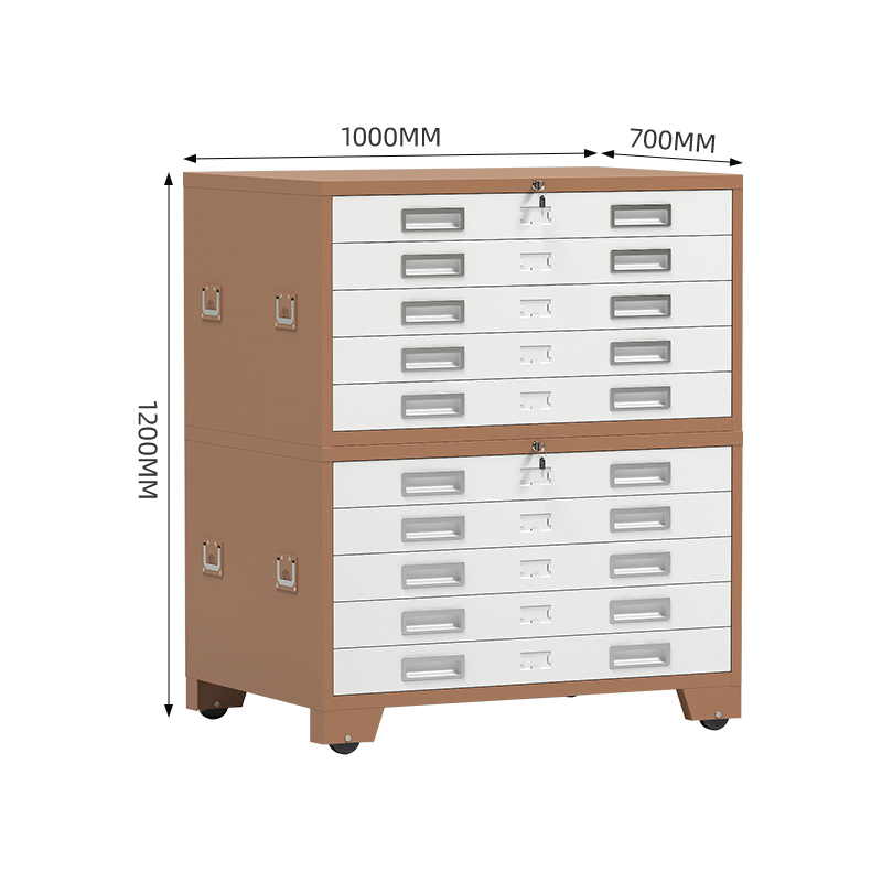 臻远 ZY-DTGA-8 工程图纸柜收纳柜 咖白色1号双节柜高清大图