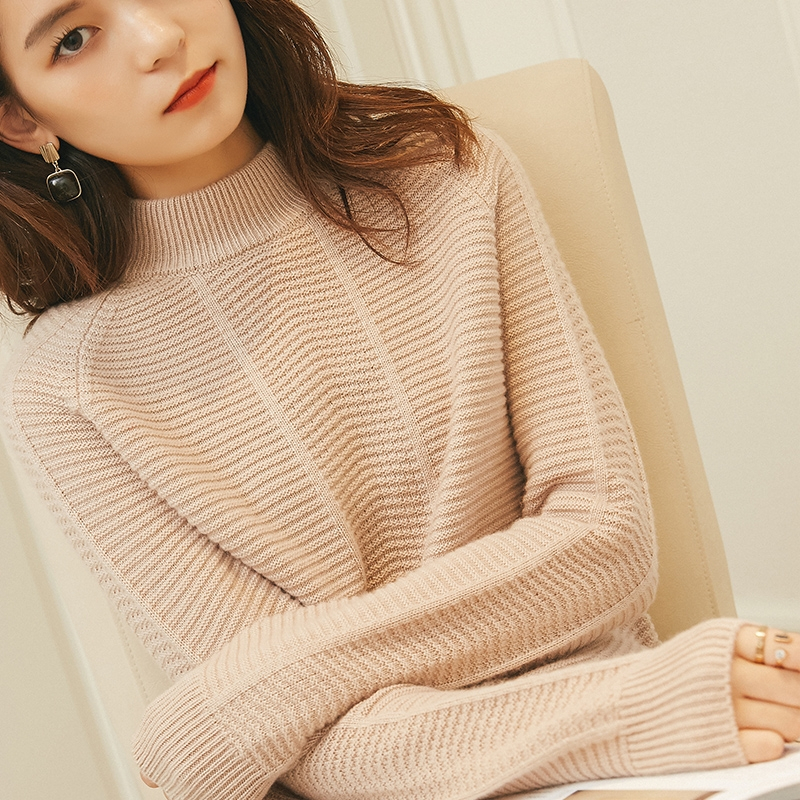 2018秋冬装新款半高领毛衣女长袖修身大码打底衫套头羊绒衫