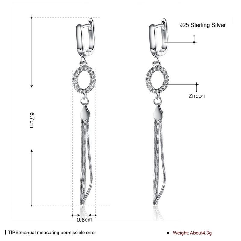 E078 Silver Earrings 925纯银耳环日韩耳钉女气质长款简约防过敏送女朋友七夕情人节礼物