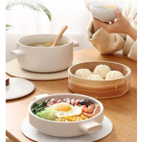 日式创意陶瓷砂锅炖锅福木蒸锅2.8L多功能组合锅