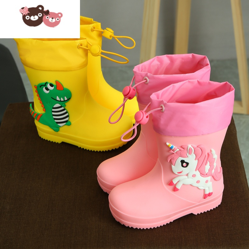 绿彩虹光女童雨鞋防滑幼儿园小童宝宝小孩防水女款儿童雨靴小学生女孩