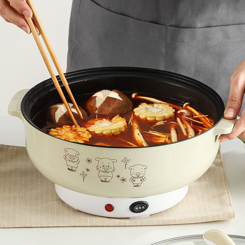 电炒锅不粘锅炒菜锅学生小电锅小锅宿舍电热锅家用电火锅电蒸锅奶茶色