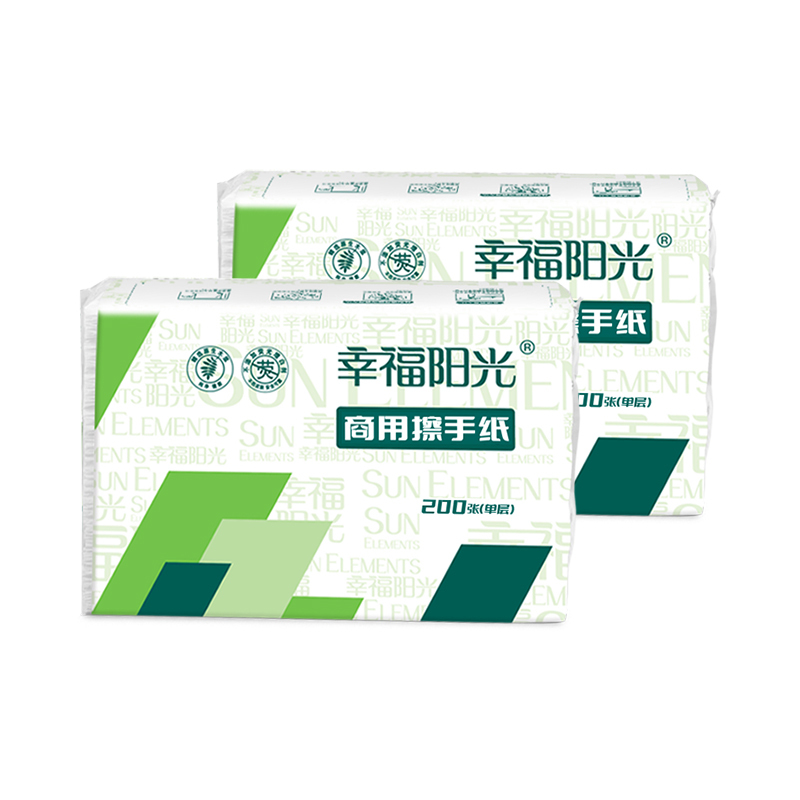 幸福阳光擦手纸单层200抽20包厕所用纸平板纸