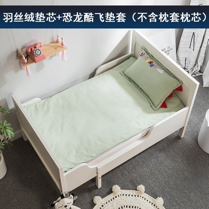 美帮汇儿童床垫幼儿园褥子春夏全棉垫套午睡垫子宝宝小床垫被可水洗 羽丝绒垫+垫套（恐龙酷飞） 70*150