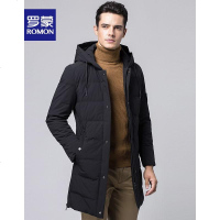 罗蒙羽绒服男中长款新品连帽冬季商务休闲中青年加厚羽绒外套