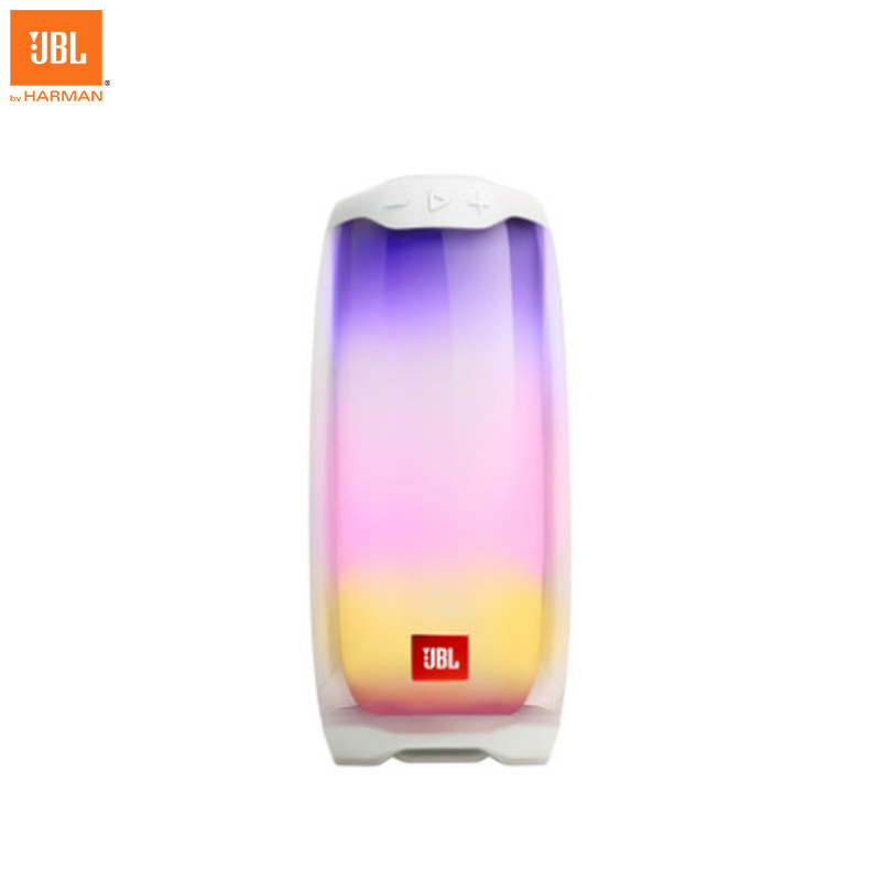 JBL PULSE4 音乐脉动四代 便携式蓝牙音箱 全面屏炫彩小音箱+低音炮 桌面音响 超长续航 防水设计 白色