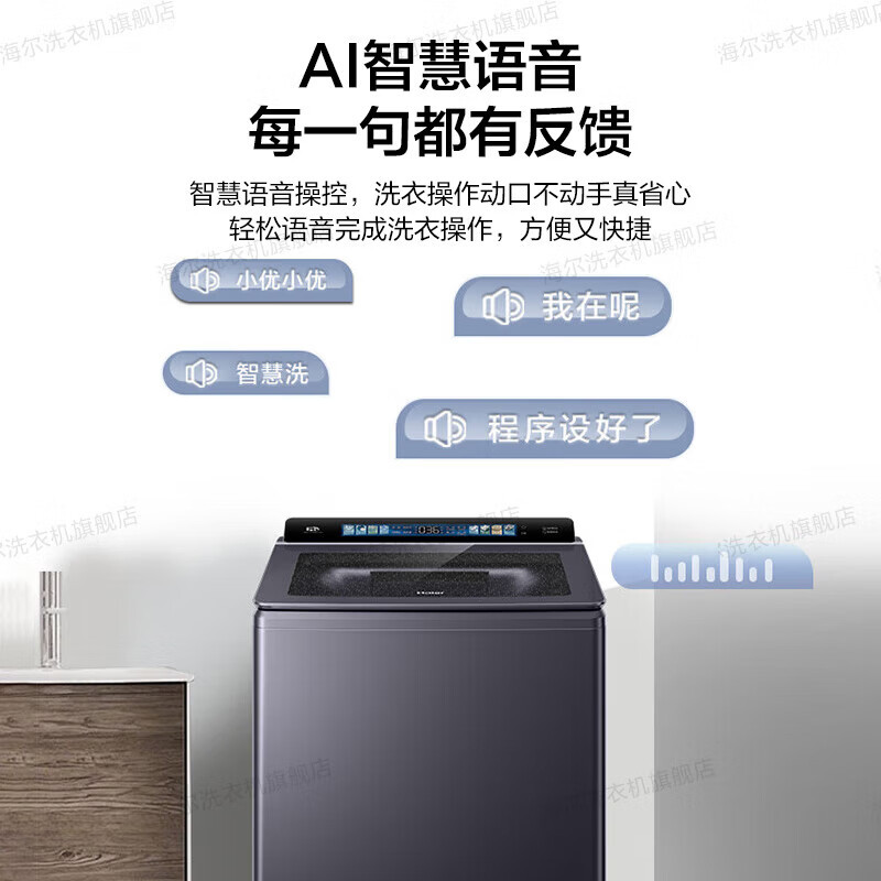 海尔XQS130-BEV77A3 双动力波轮洗衣机全自动13公斤精华洗AI语音互动光等离子除菌1级直驱变频节能 AI语音高清大图