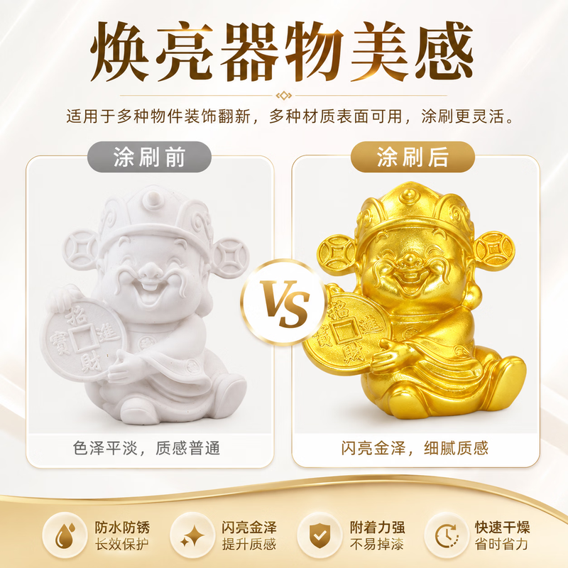千居美 闪光金漆 水性金箔漆金粉漆金色油漆牌匾漆佛像石碑描金漆 20L高清大图