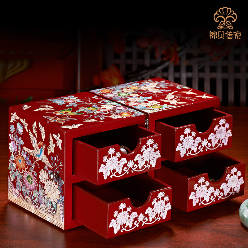 家柏饰(CORATED)螺钿漆器首饰盒木质复古饰品收纳盒珠宝盒中式结婚高清大图