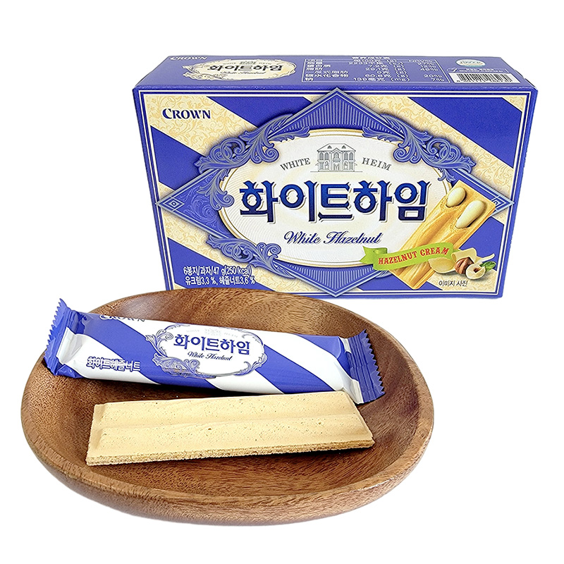 CROWN克丽安奶油巧克力榛子威化饼干盒装47g韩国进口休闲零食品 奶油榛子威化饼干 47g*1盒