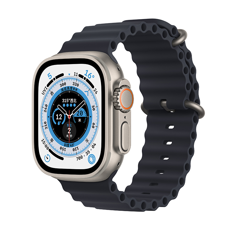 Apple Watch Ultra 智能手表 (GPS+蜂窝版)49mm 钛金属表壳 午夜色海洋表带