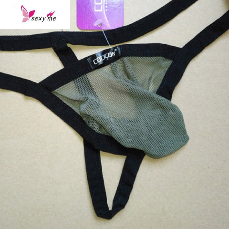 男士性感低腰透明u凸单丁字内裤t裤网纱透气速干男丁字裤内裤fish