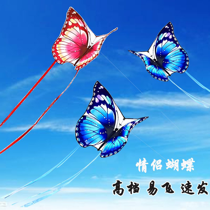 潍坊风筝蝴蝶风筝新款儿童卡通风筝成人线轮风筝初学者微风易飞创意 三维工匠 红蝴蝶+100米线板高清大图