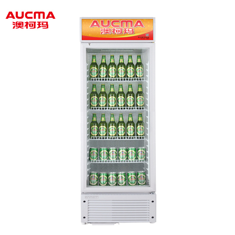 Aucma/澳柯玛立式展示柜 SC-237 237升 立式冷藏侧开门商用展示柜 饮料柜冰柜单温超市保鲜冷柜