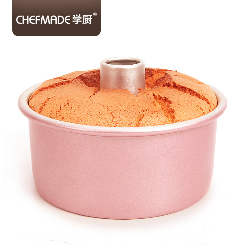 学厨 CHEFMADE 玫瑰金色6寸可拆式中空烟囱阳极戚风 海绵 天使蛋糕模具 烘培模具厨房工具WK9119