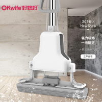 好媳妇 双节魔术胶棉拖把AGW-7200 吸水挤水地拖胶棉拖布家用免手洗拖把头海棉 33cm伸缩杆滚轮胶棉拖 JYS