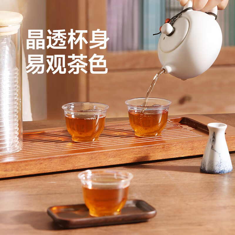 美丽雅一次性茶杯品茶杯 60ml*100只加厚航空太空塑料功夫茶杯食品级耐高温杯子高清大图