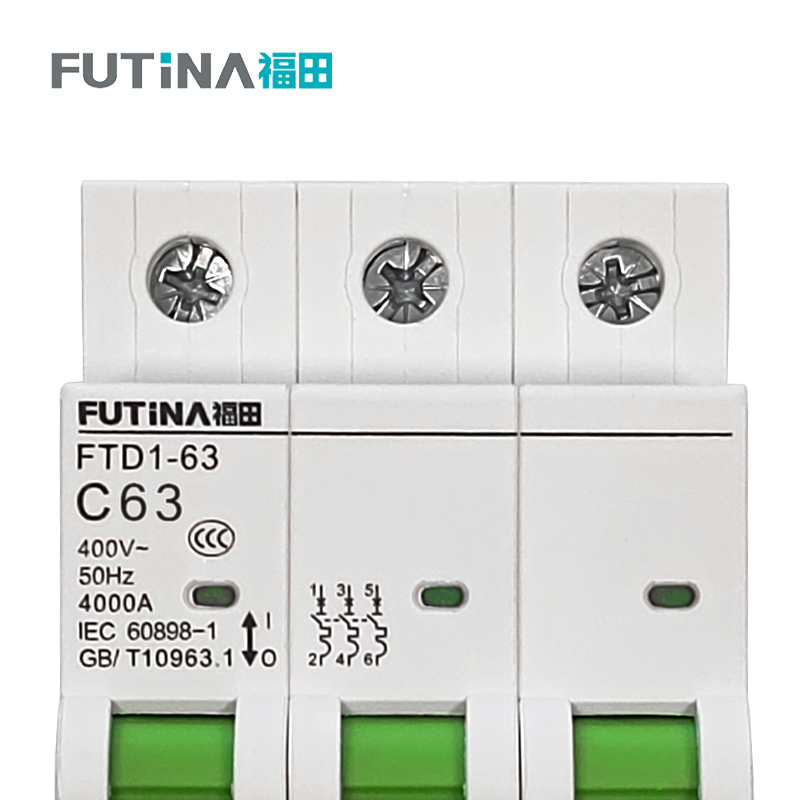 福田 小型断路器空开 家用空气开关小型断路器不带漏保 3P63A 单位:个高清大图