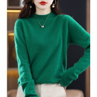 2025冬春新款无缝一体羊绒衫女修身针织打底衫半高领打底衫洋气100%纯羊毛套头毛衣针织上衣服羊毛衫内搭显瘦打底衫女