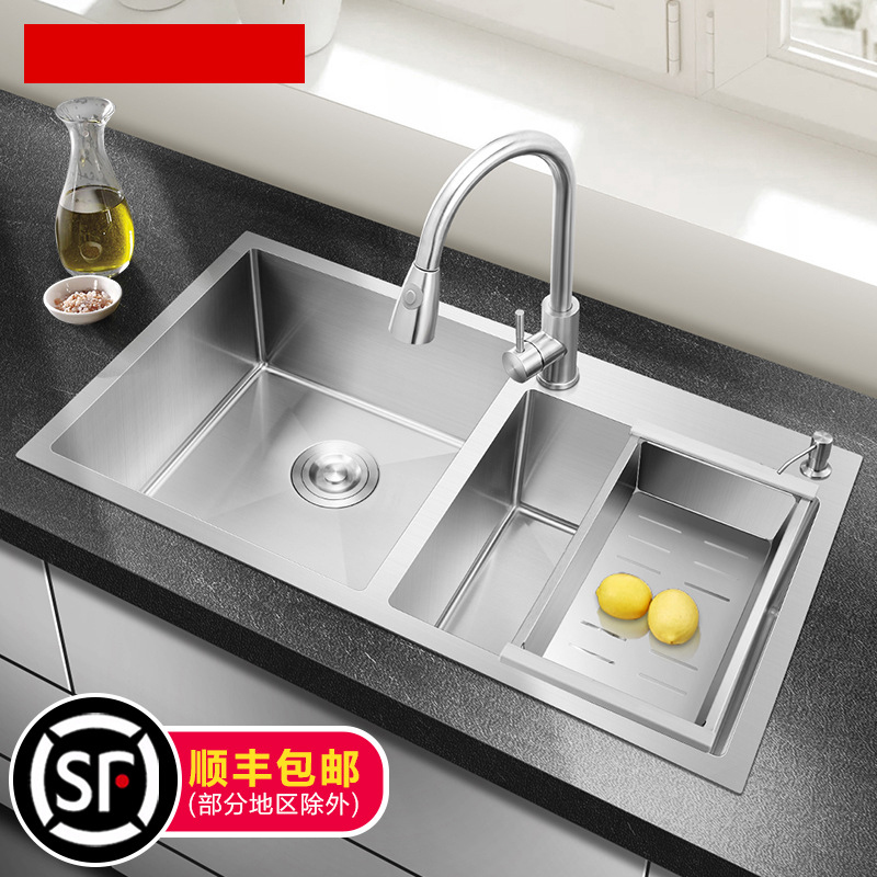 爱家生活厨房水槽304不锈钢加厚手工水槽单槽双槽厨房台下盆淘洗菜盆洗碗水池家用水盆图片 高清实拍大图 苏宁易购