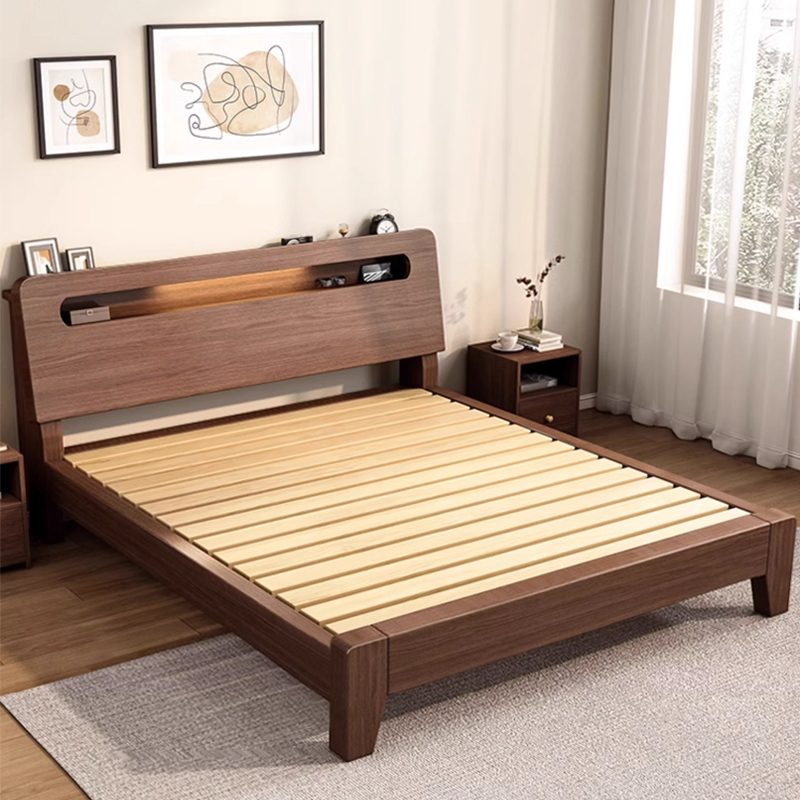 宏企家具 实木床1.8米现代简约双人床1.5米 出租房家用经济型1.
