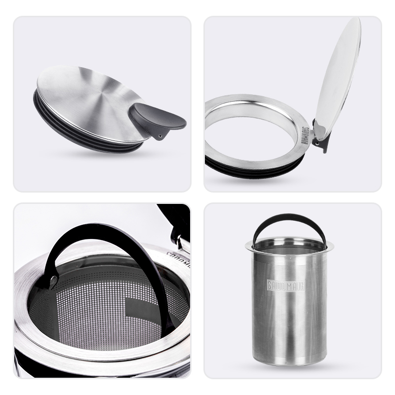 仙德曼SADOMAIN 玻璃泡茶壶家用茶具耐热玻璃咖啡壶过滤水壶茶壶 480ml-直火花茶壶CS048