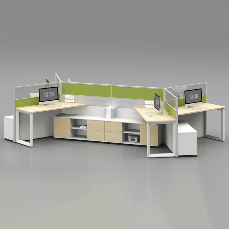 臻远ZYGW-136屏风工作卡位职员桌办公桌 异型六人位高清大图