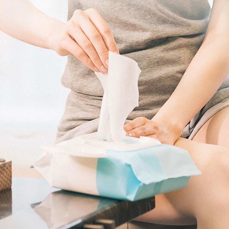 柚家 婴儿卫生纸巾80片*5包 带盖抽取式抽纸成人清洁高清大图