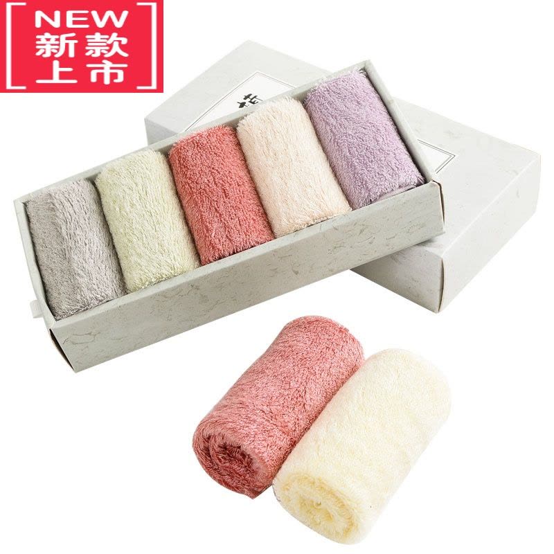 可莉允[5条装]中国结婴幼儿洗脸毛巾竹浆竹纤维方巾草木染A类儿童小方巾图片