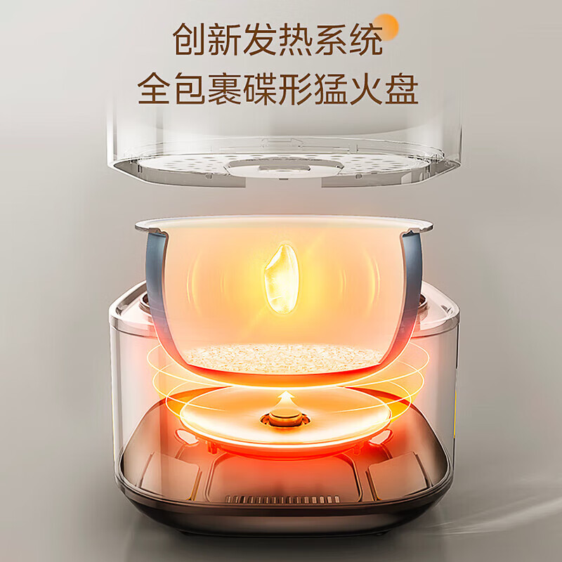 美的(Midea)电饭煲电饭锅家用5L大容量4-10个人柴火饭青瓷圆灶抗菌内胆智能预约多功能煮粥煮饭锅MB-RE585高清大图