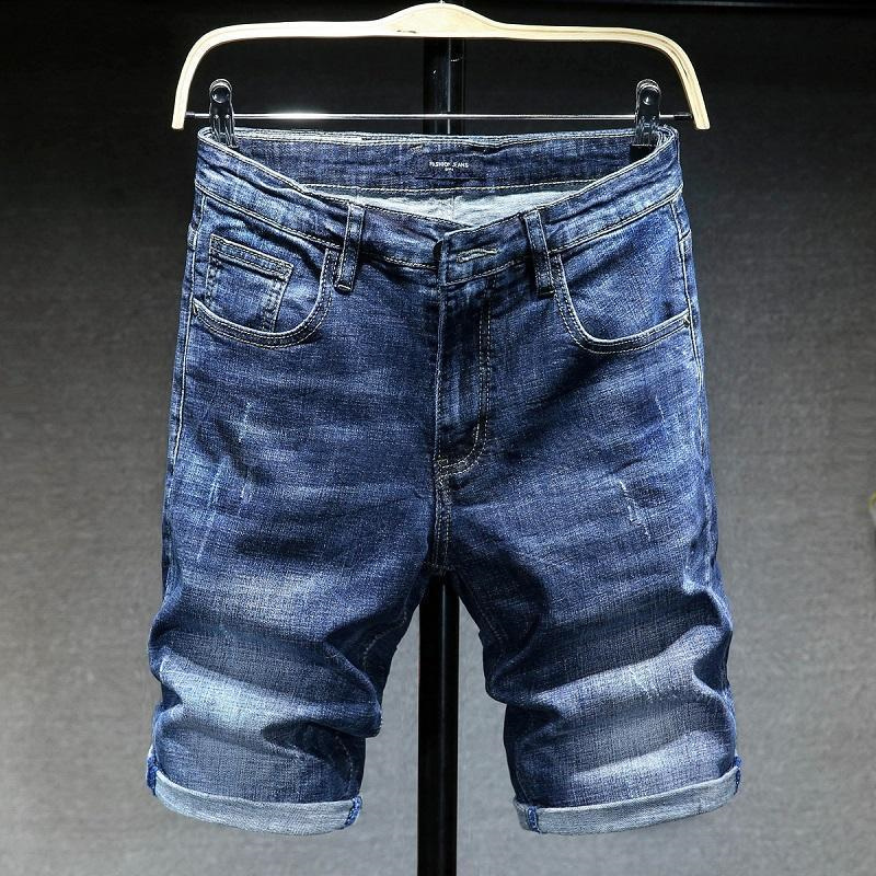 圣吉奥牛仔短裤男夏季薄款宽松直筒破洞马裤休闲潮牌男士五分中裤