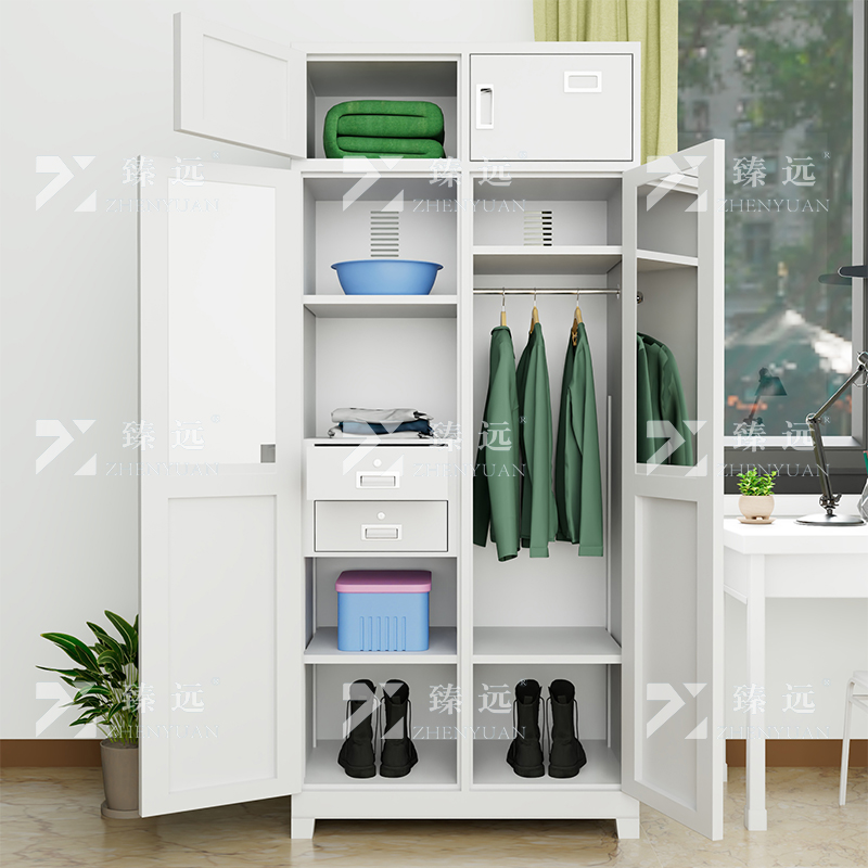 臻远 内务柜干部双人铁皮柜宿舍双门士官更衣储物柜高清大图