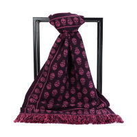 ALEXANDER MCQUEEN 亚历山大·麦昆 女士黑色红色纯羊毛流苏围巾红色 358929 3707Q 6072