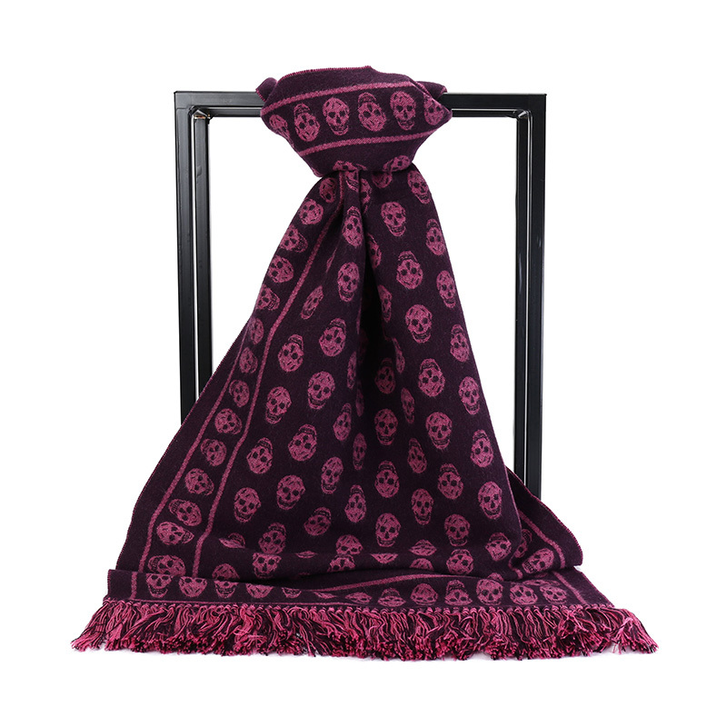 ALEXANDER MCQUEEN 亚历山大·麦昆 女士黑色红色纯羊毛流苏围巾红色 358929 3707Q 6072
