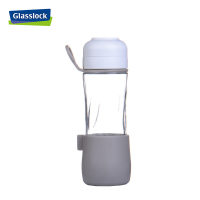 三光云彩(GLASSLOCK)苏打玻璃水杯韩国进口运动水杯咖啡色 500ml男女学生带盖随手杯子GL733