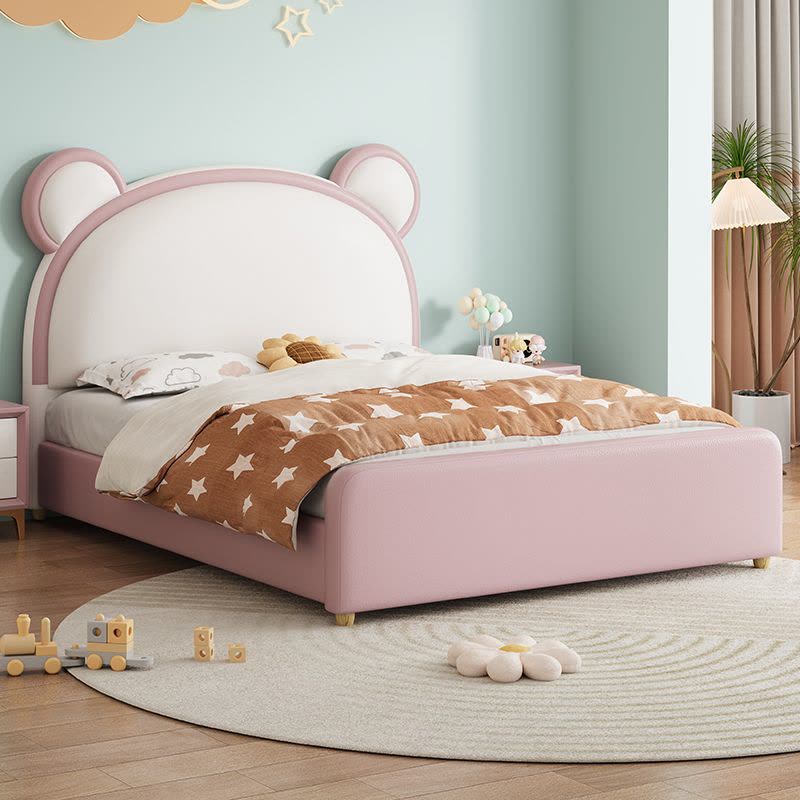 简约现代公主床 少女心网红兔子床软包皮床双人床儿童床图片