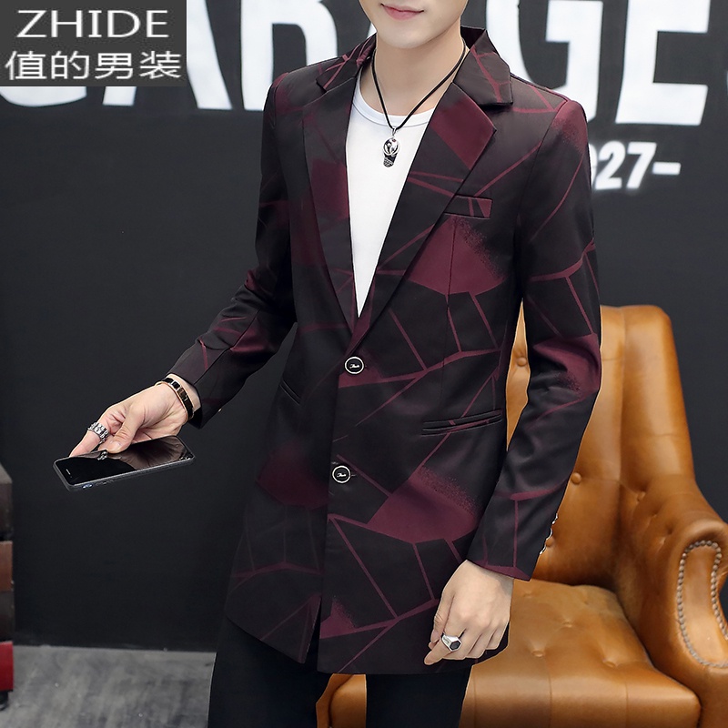 SUNTEK中长款风衣男2020新款秋季韩版潮流修身帅气学生西装外套个性西服风衣高清大图