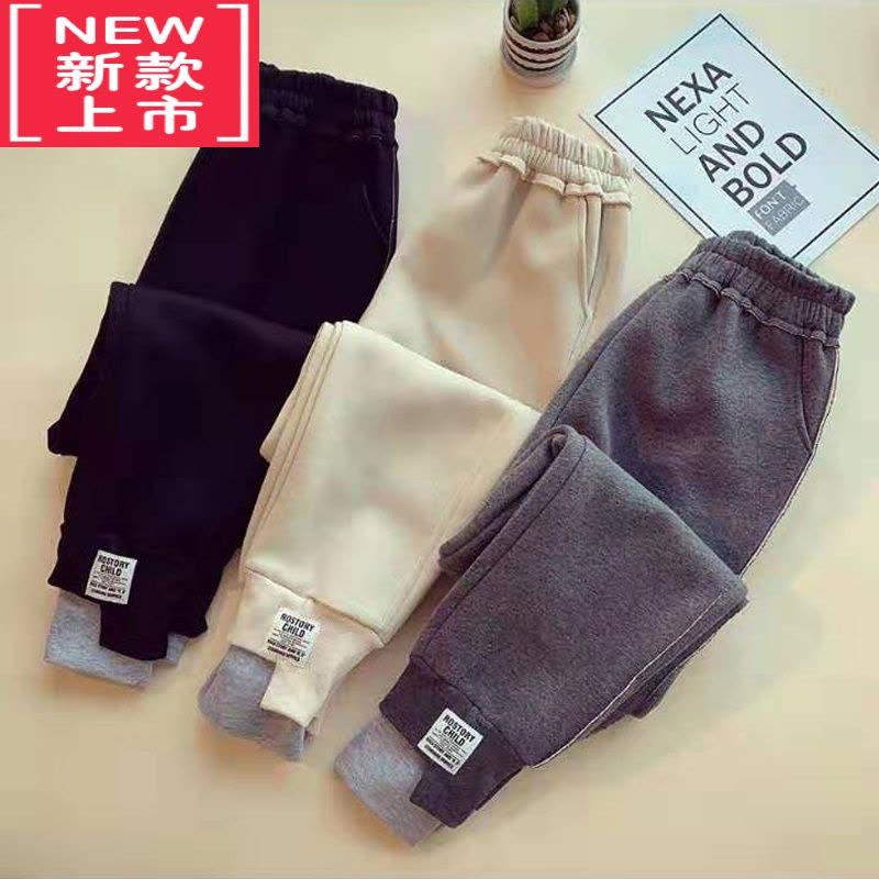 可莉允韩国中大童儿童加绒加厚运动裤2022新款秋冬洋气女童保暖休闲裤子保暖裤图片