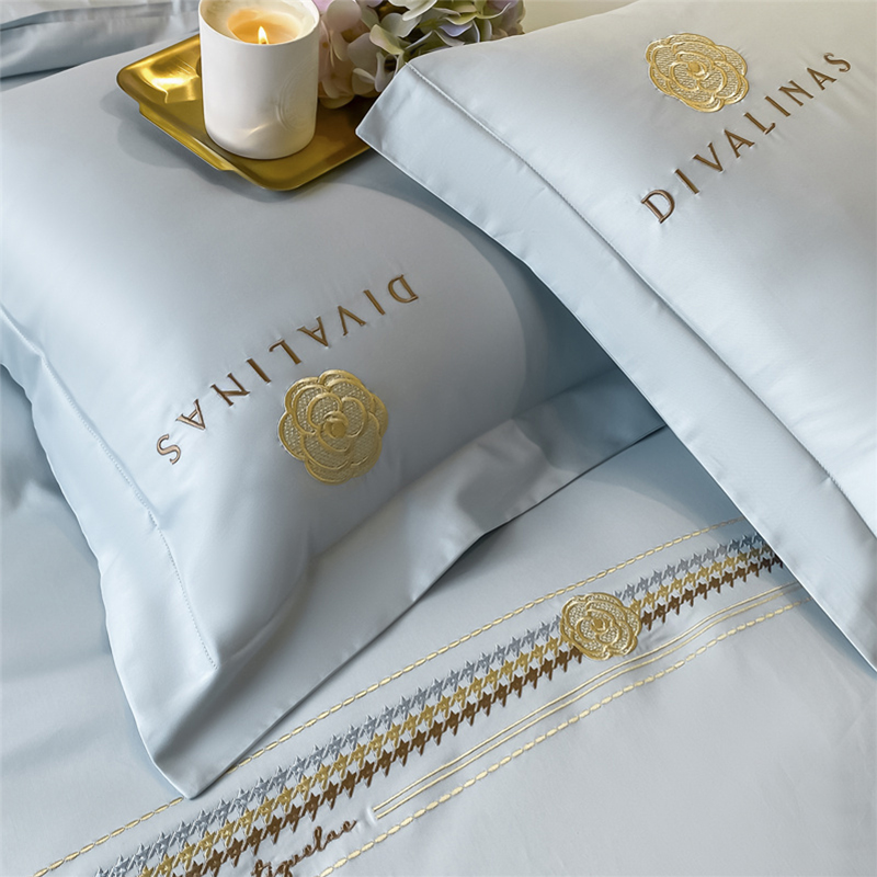 三极户外(Tri-Polar)TP2699长绒棉60支刺绣全棉四件套1.5/1.8m床单款 (计价单位：套) 风铃蓝高清大图