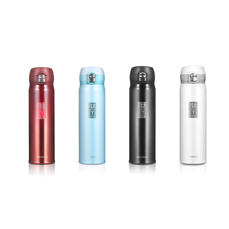 博友制鈦 BT5S-360/BT5S-480 保温杯钛鲜杯弹盖纯钛内胆抗菌防霉水杯轻便茶杯